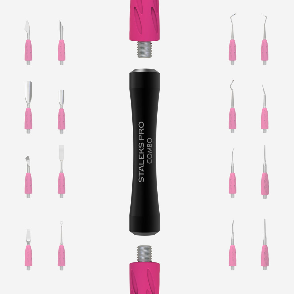 Staleks UNIQ 10b Combo - Mango de empujador negro para puntas intercambiables HPQ-10b
