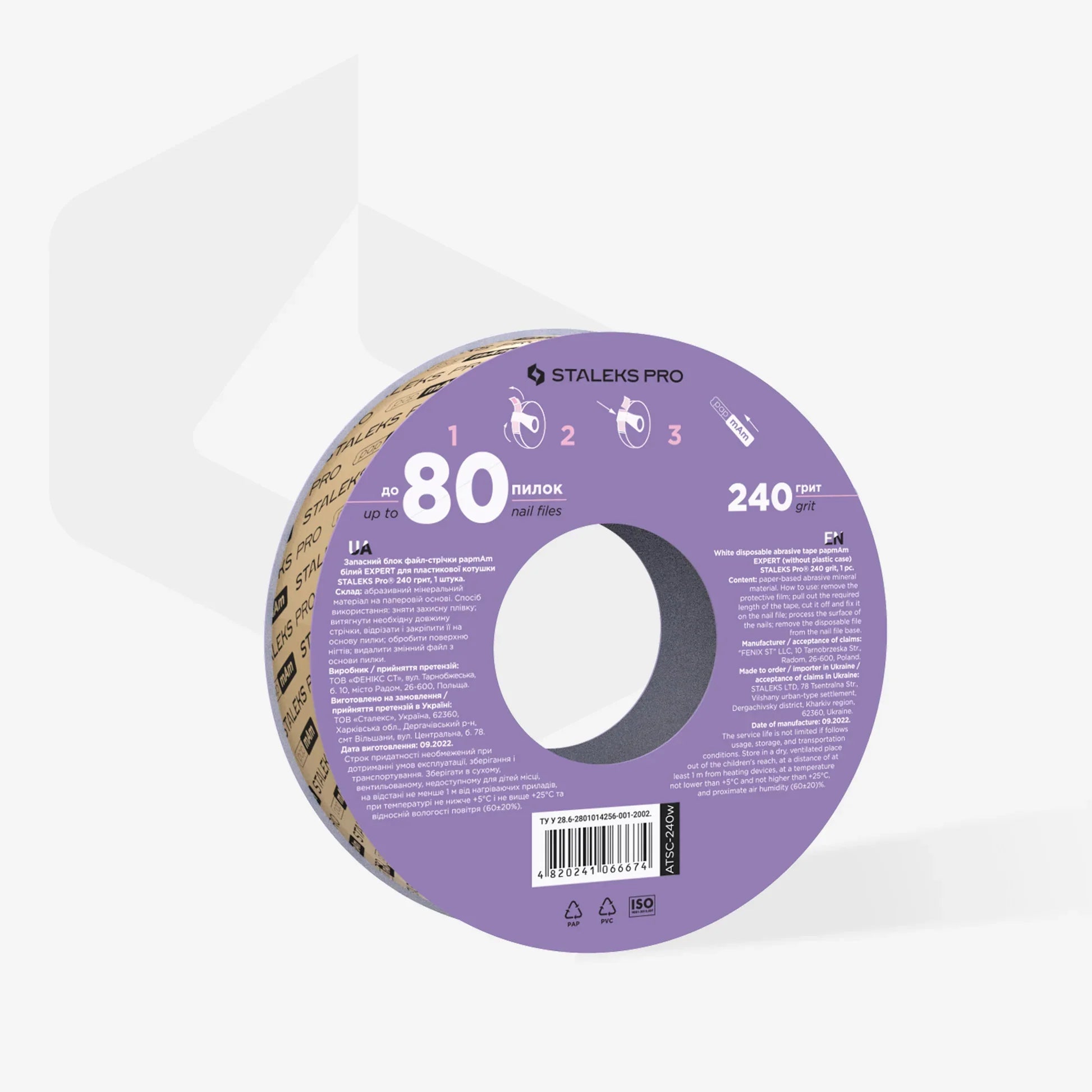 Recambio para bobina de plástico Donut - cinta de lima desechable papmAm funda blanco EXPERT grano 240 ATSC-240w – Limas de manicura, de Staleks | Polymnea