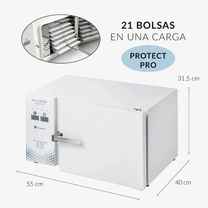 Horno calor seco MicroSTOP Protect PRO (21 bolsas) – Esterilización y desinfección | Polymnea