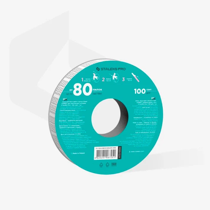 Cinta Blanca Abrasiva Desechable EXPERT Gramaje 100 (Rollo de recambio) ATS-100W – Desechables, de Staleks | Polymnea