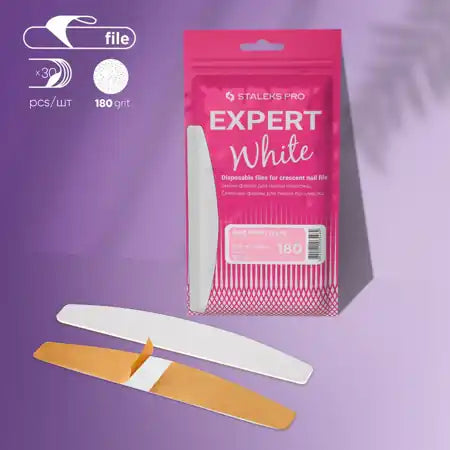 Limas Desechables Blancas Para Uñas De Media Luna EXPERT 40 STALEKS DFE-40-180w (30 uds.) – Limas de manicura | Polymnea