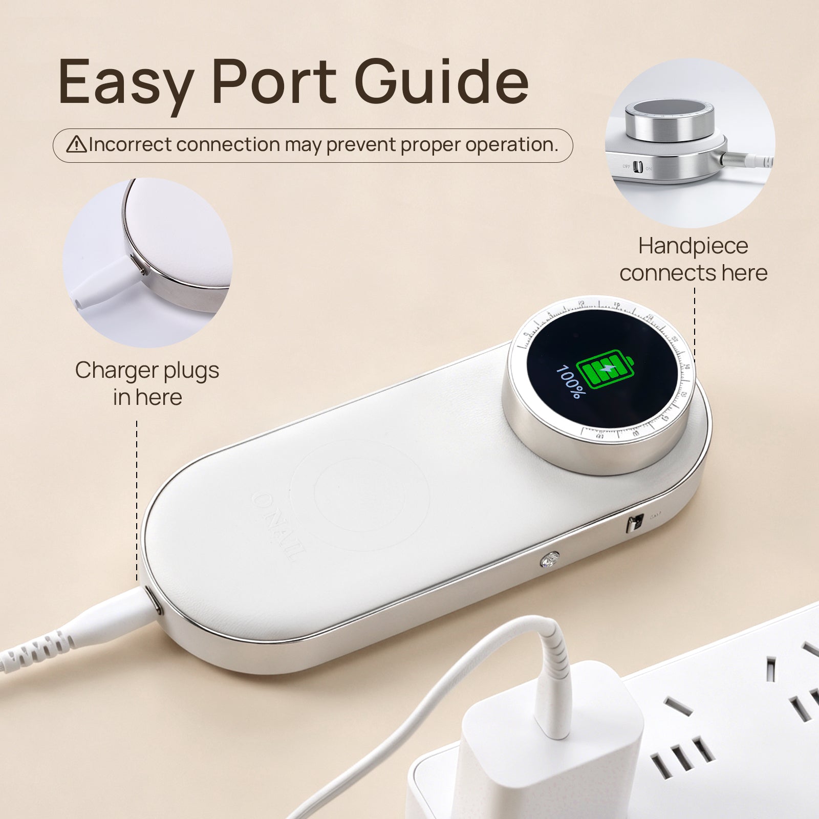 Torno Uñas O'NAIL con micromotor inteligente (1 pieza de mano) – pantalla Pro Mode AI Compensated